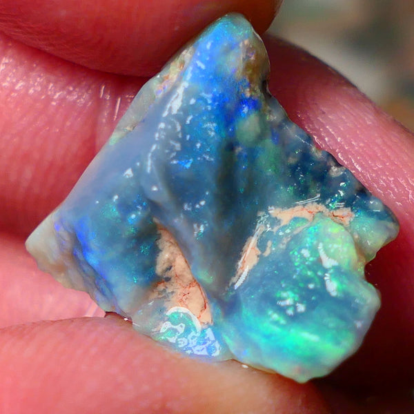 Lightning Ridge Gamble Dark base opal rough 9.75cts showing nice bright colours 18x17x8mm ALP134