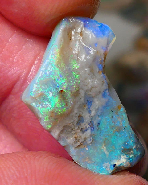 Lightning Ridge Gamble opal rough 11.50cts showing nice bright Multi colours 24x17x7mm ALP136