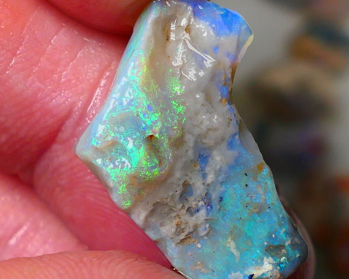 Lightning Ridge Gamble opal rough 11.50cts showing nice bright Multi colours 24x17x7mm ALP136