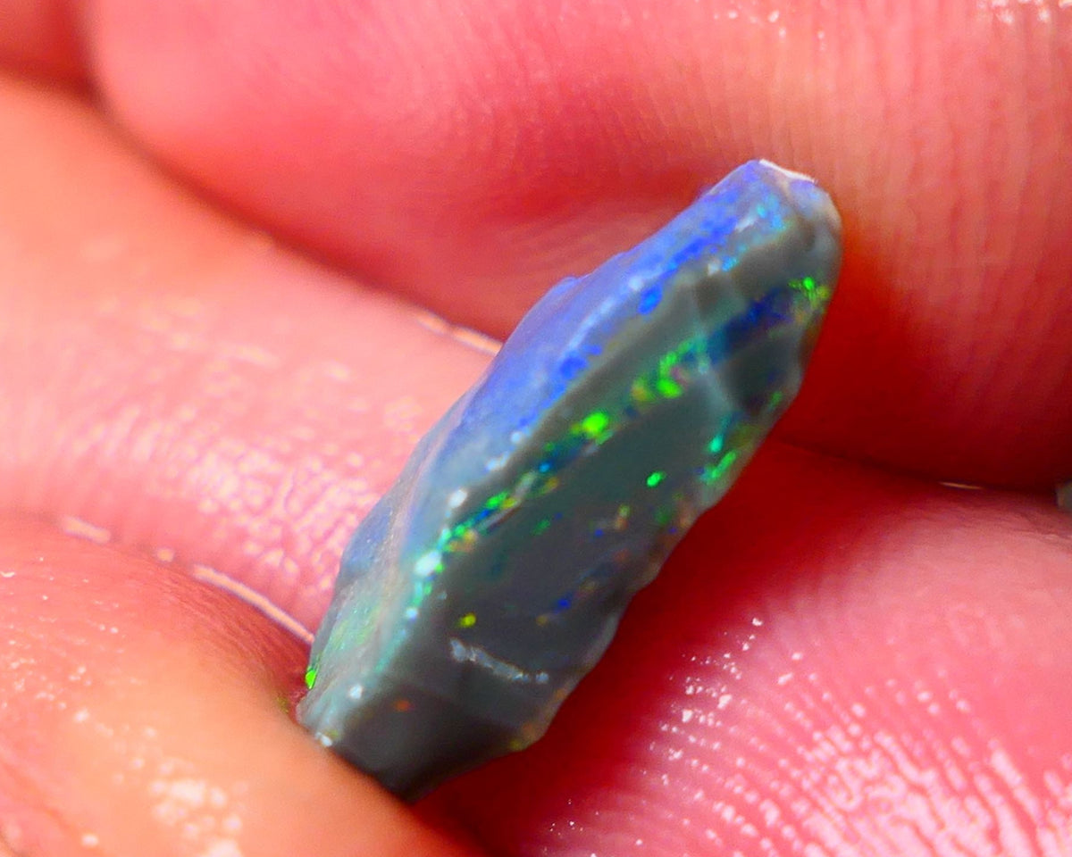 Lightning Ridge Small Cutters Seam opal rough 2.65cts showing Gorgeous bright Multi Colours 13x8x4mm AL153