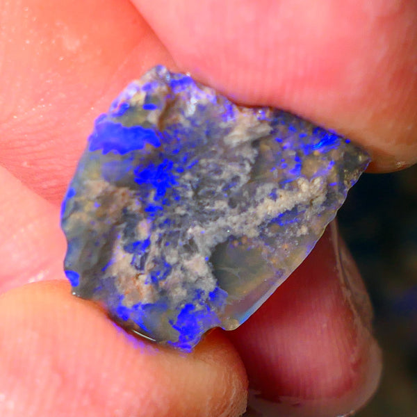 Lightning Ridge Dark opal Rub / rough 5.25cts  showing nice bright blue colours 18x16x3mm ALP144