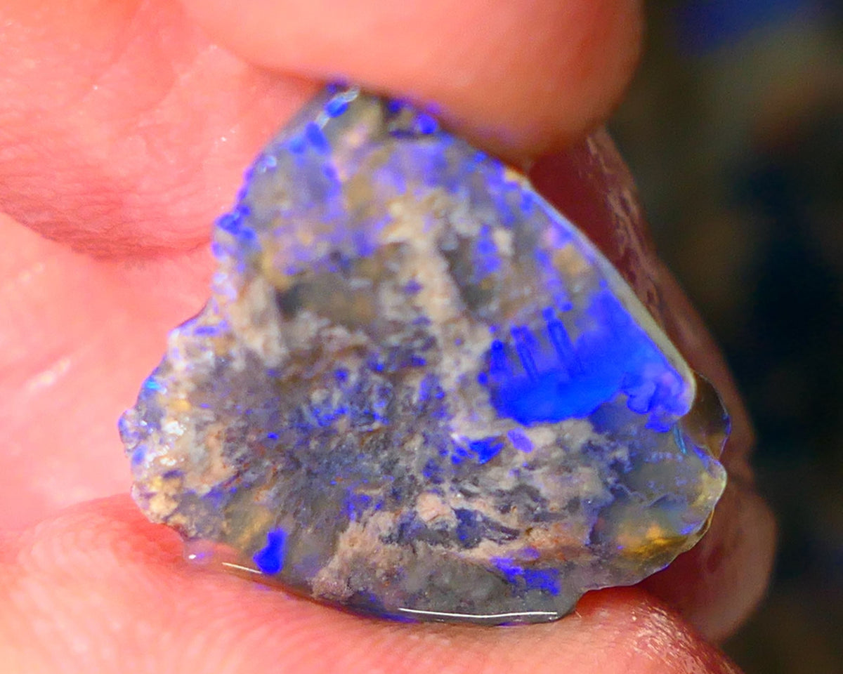 Lightning Ridge Dark opal Rub / rough 5.25cts  showing nice bright blue colours 18x16x3mm ALP144