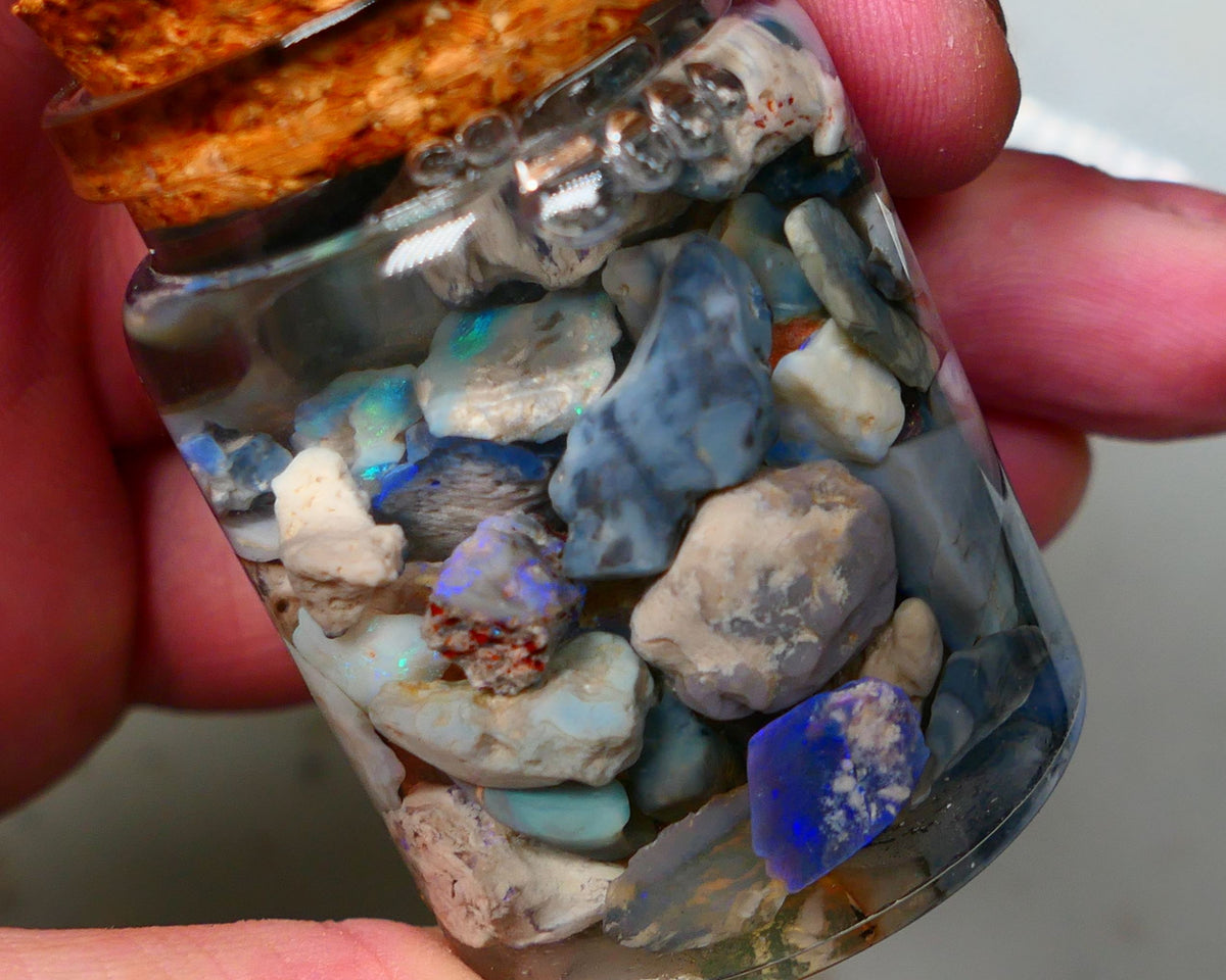 Lightning Ridge Rough Opal 150cts Mixed Potch & colours  15mm to chip size range Auction32(jar1)