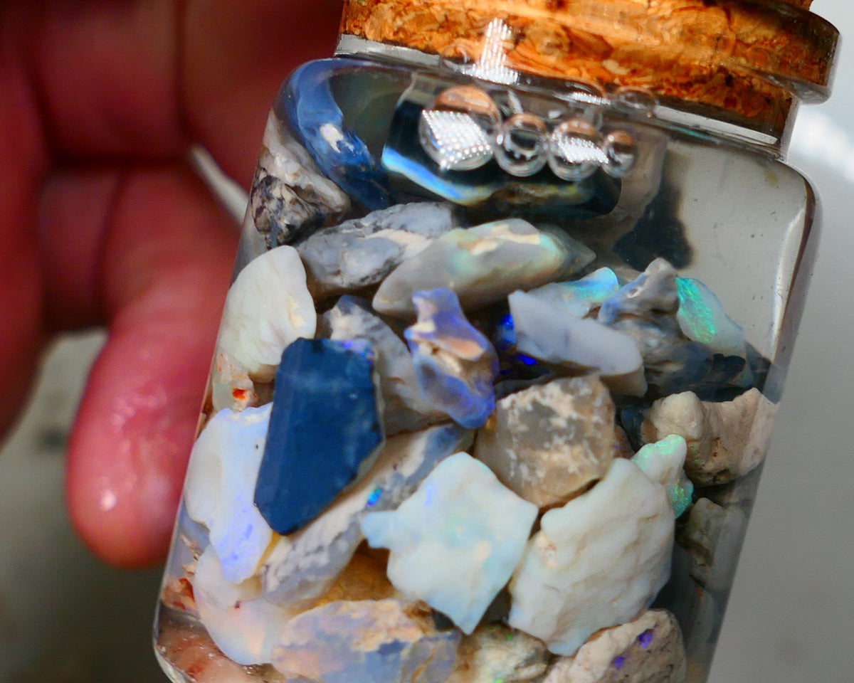 Lightning Ridge Rough Opal 150cts Mixed Potch & colours  15mm to chip size range Auction32(jar1)