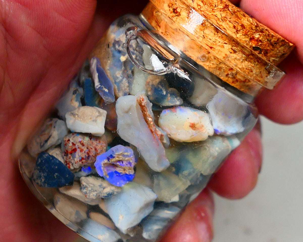 Lightning Ridge Rough Opal 150cts Mixed Potch & colours  15mm to chip size range Auction35(jar4)