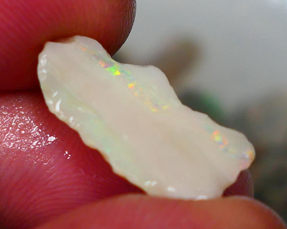 Lightning Ridge Grey base Seam opal 5.80cts Gamble showing Bright Multi Colours 21x10x5mm Auction38