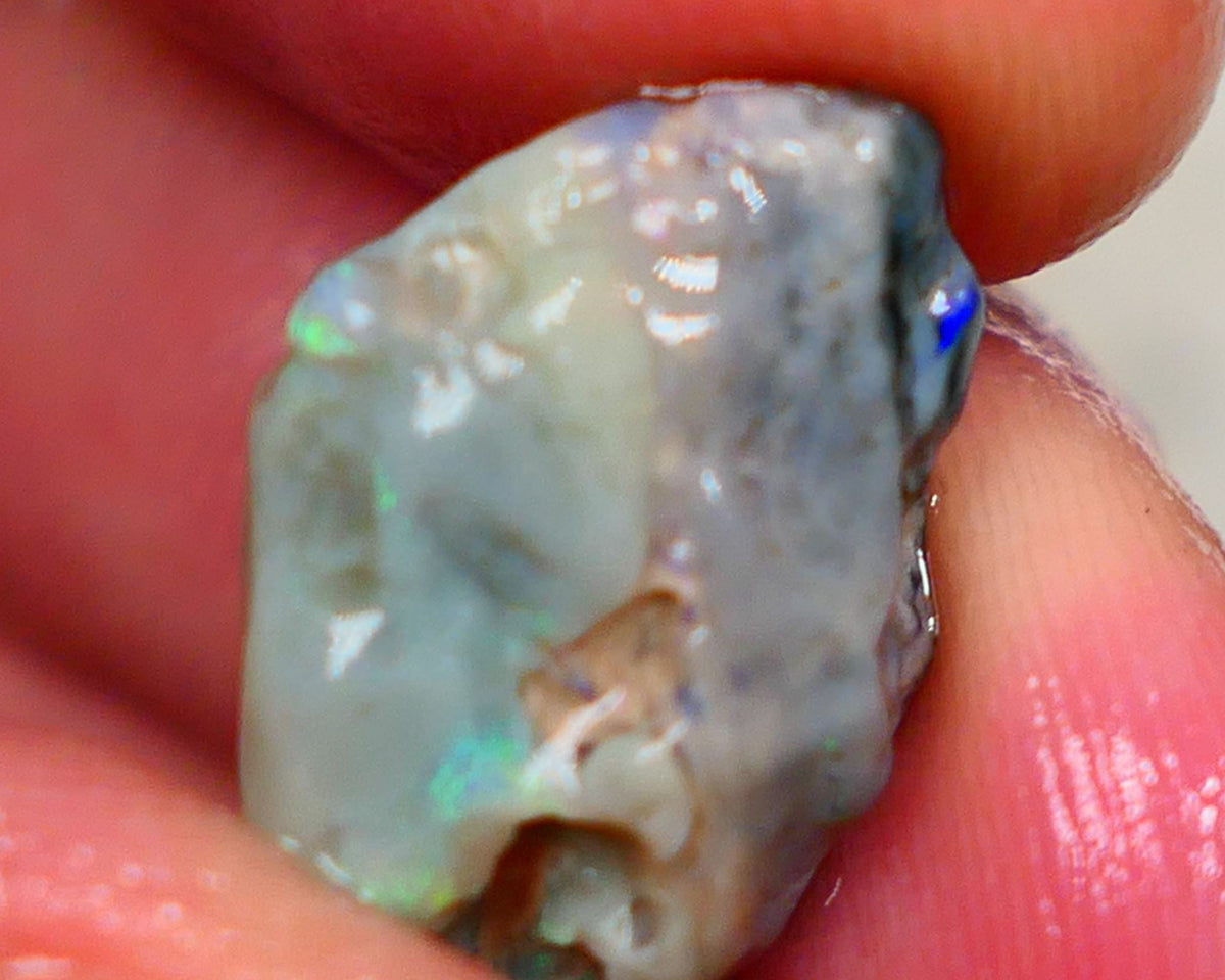 Green centered dominant multi fires on this untouched knobby 12.00cts to Cut and explore 21x13x10mm AUCTION52