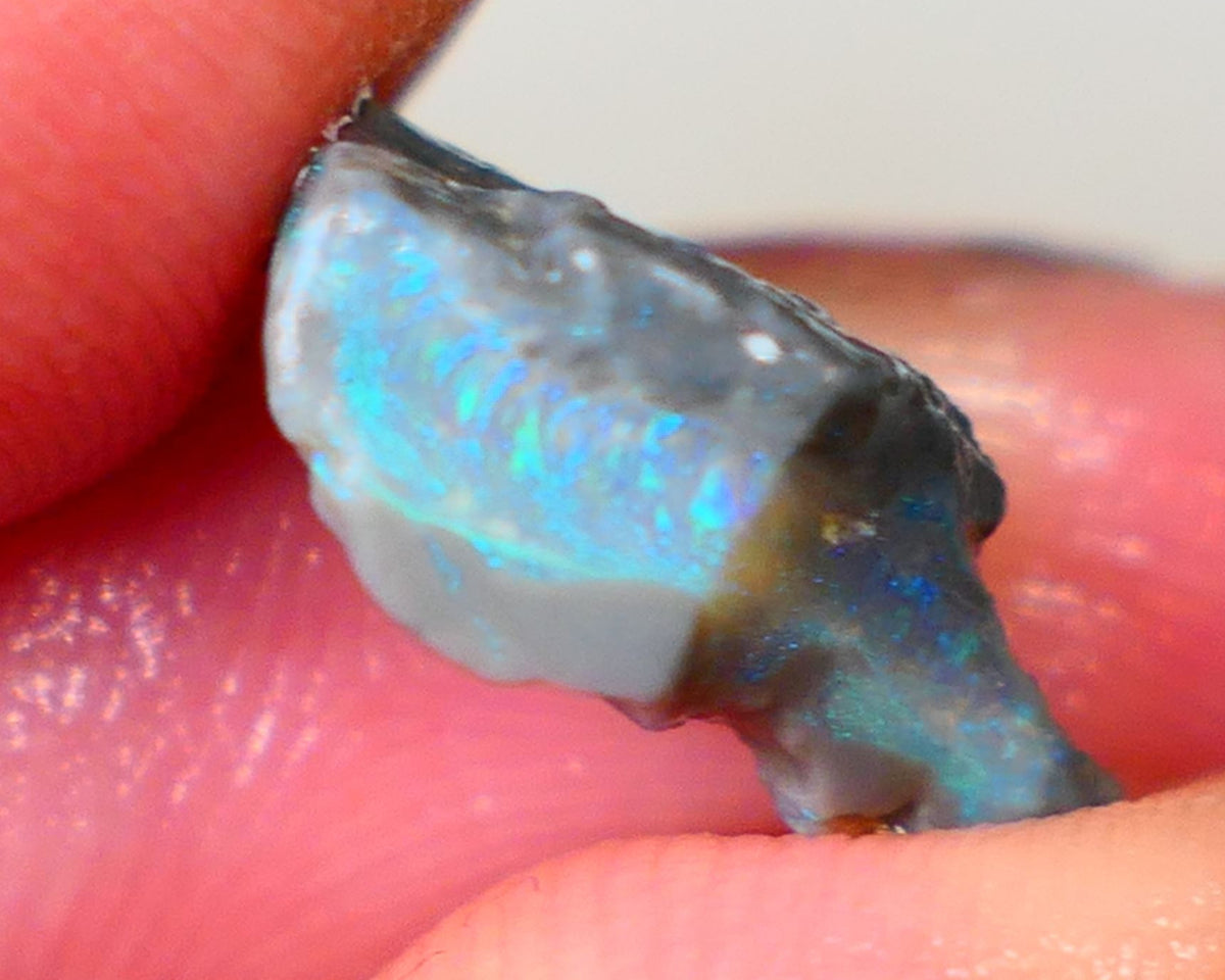 Bright & Colourful  L/Ridge Dark base Seam opal to cut 4.50cts  Light Green & Blue hues 16x11x6mm Auction48