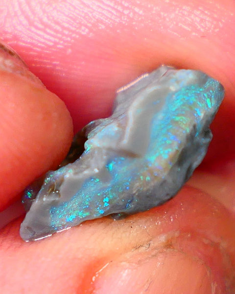 Bright & Colourful  L/Ridge Dark base Seam opal to cut 4.50cts  Light Green & Blue hues 16x11x6mm Auction48