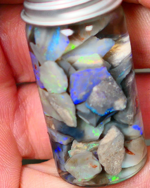 Lightning Ridge Rough Opal Small seams 51cts Dark base Multicolours 14mm to chip size range Auction73