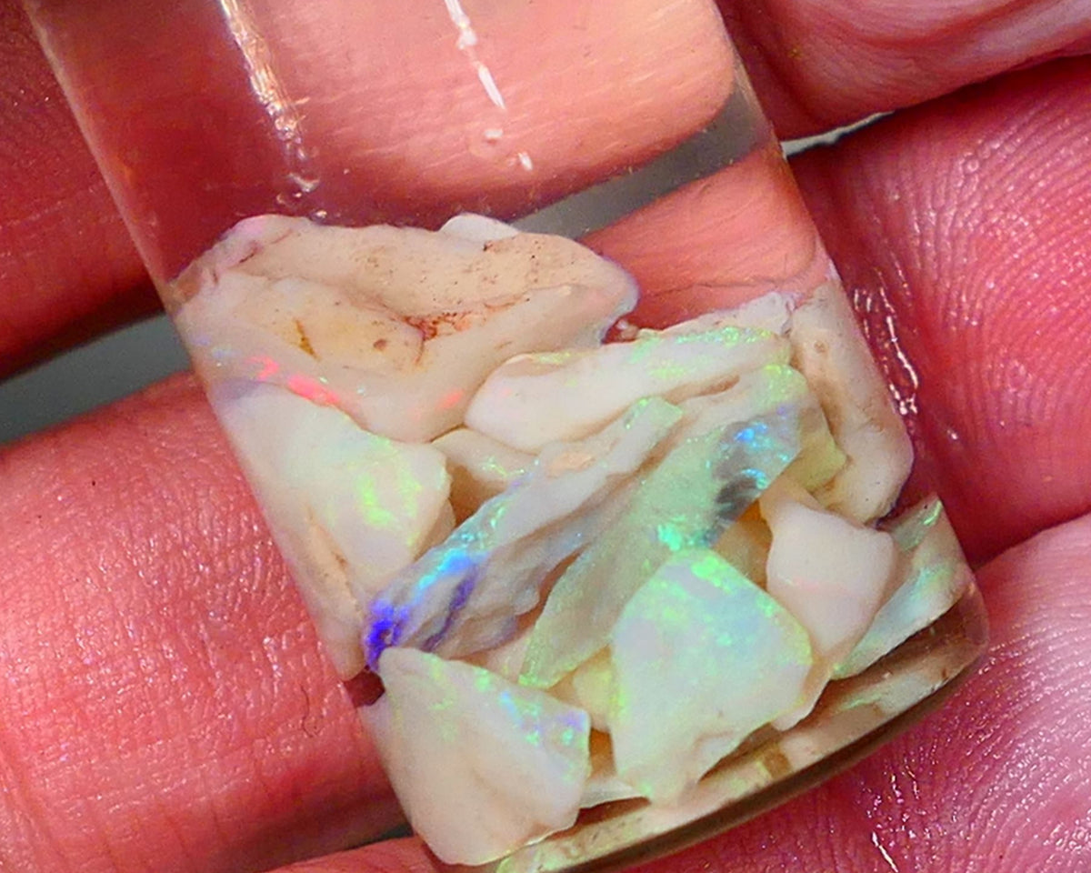 Lightning Ridge Rough Opal Small seams 21cts Light base Multicolours 11mm to chip size range Auction74