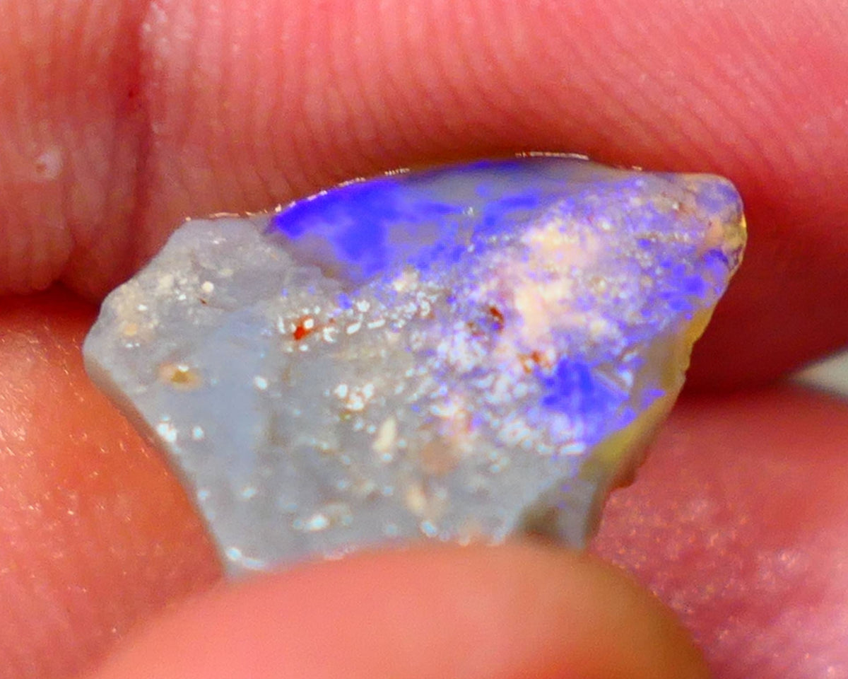 Lightning Ridge Rough rub Opal 3.15cts Dark Base blue dominant fires to cut and polish 15x13x3mm Auction81