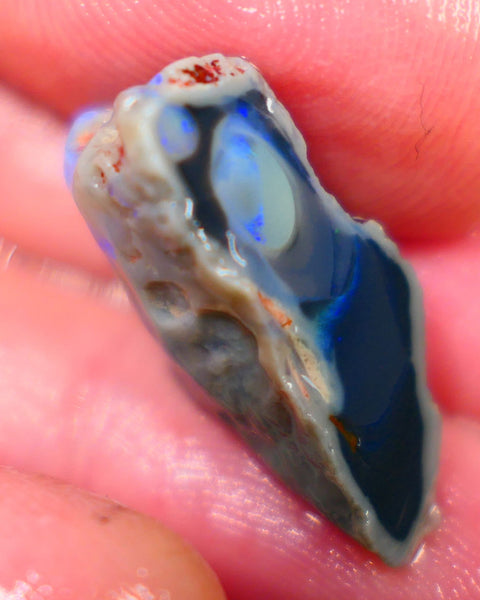 Lightning Ridge Rough Opal half of a black centered knobby split 15.00cts Showing Blue fires Maybe a Picture stone? 24x13x9mm Auction103