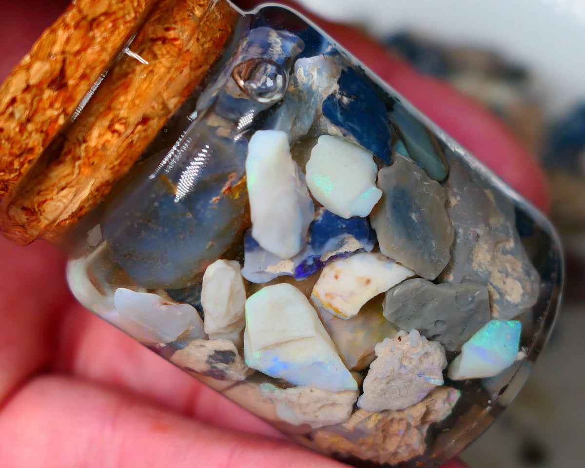 Lightning Ridge Rough Opal 180cts Potch & Colours to go at and explore 15mm to chip size Auction113(Jar6)