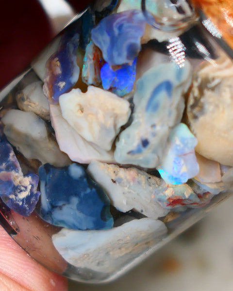 Lightning Ridge Rough Opal 180cts Potch & Colours to go at and explore 15mm to chip size Auction115(Jar11)