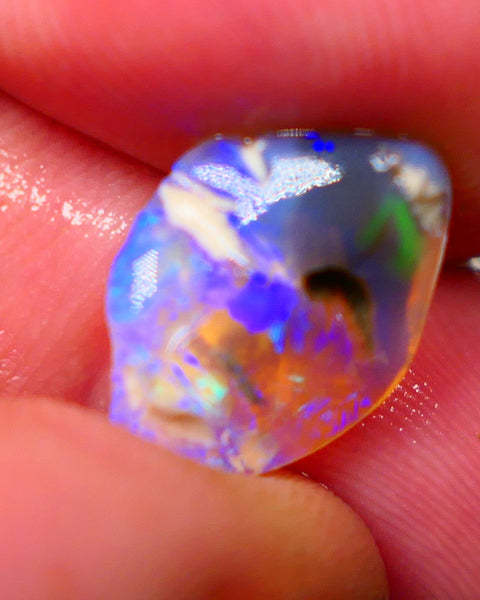 Lightning Ridge Crystal knobby opal rub rough 3.75cts Bright Blues exposed with some clay/sand host to work around 14x11x5mm Auction 133