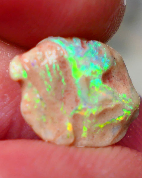 Lightning Ridge Rough Small knobby formation opal rough 3.25cts Bling Ding Dong Yellow dominant fires  popping 14x11x3mm Auction127