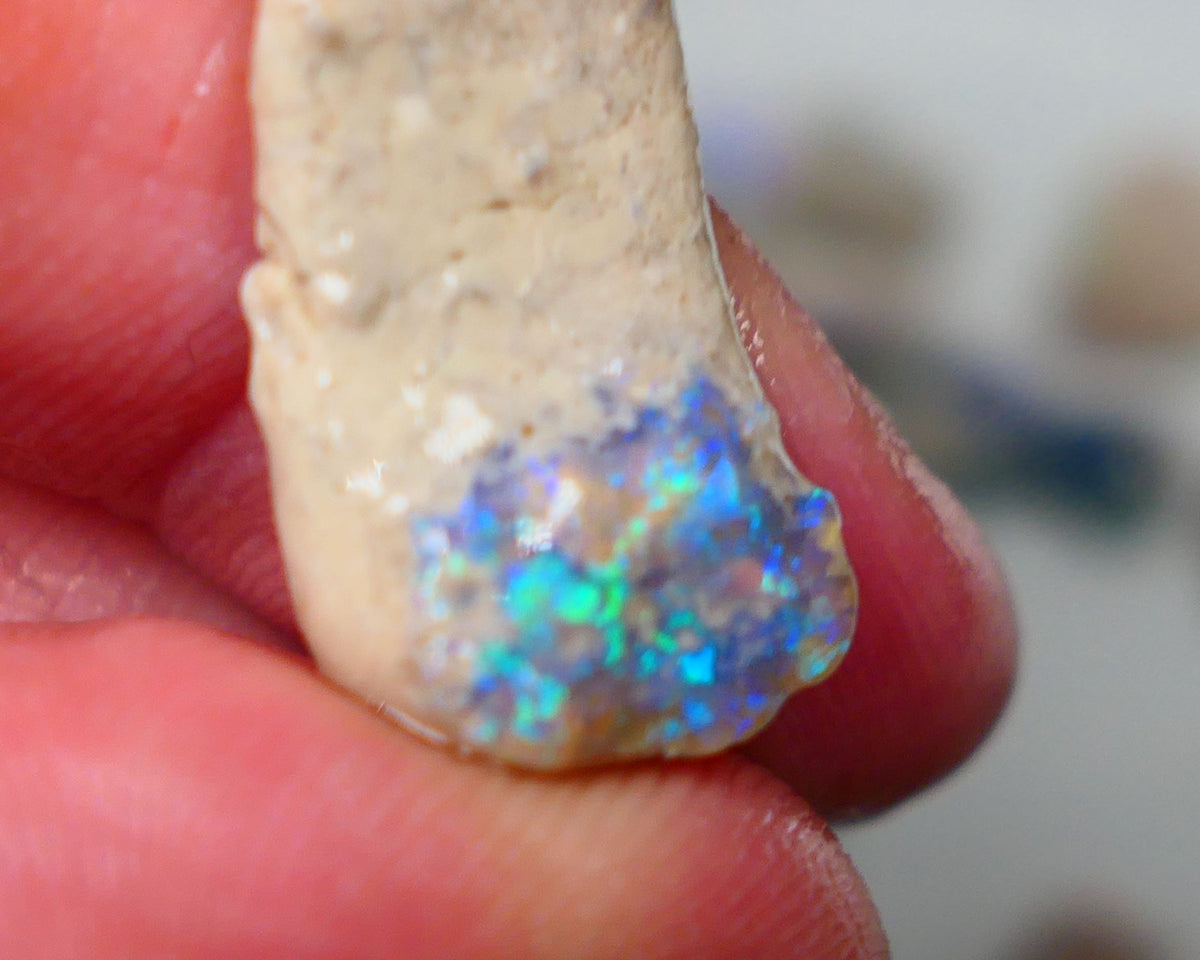 Lightning Ridge Dark Base Crystal knobby opal formation rough 13.50cts Showing nice Blue/green tones of colour 30x12x7mm Auction150