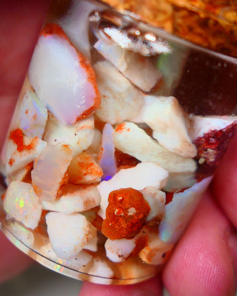 Coober Pedy Rough Opal 100cts Crystal/Light Potch & Colours to explore 12mm to chip size Auction138 Jar8 (jar not included)