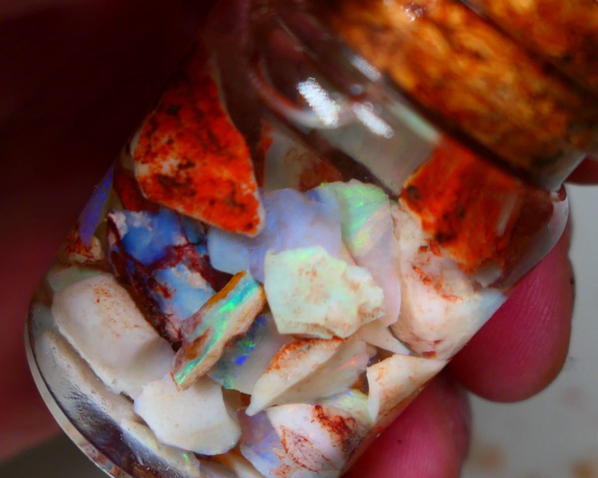 Coober Pedy Rough Opal 100cts Crystal/Light Potch & Colours to explore 12mm to chip size Auction135 Jar11 (jar not included)