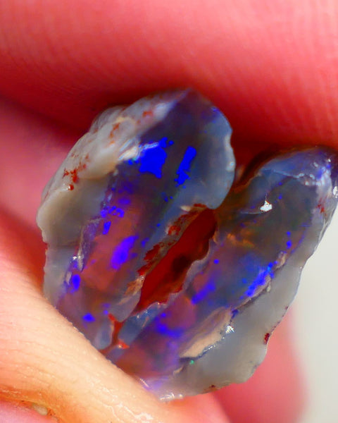 Gorgeous Dark Crystal knobby split 7.35cts Gem Bright deep Royal blues and green flashes 15x9x5mm & 14x7x6mm Auction167