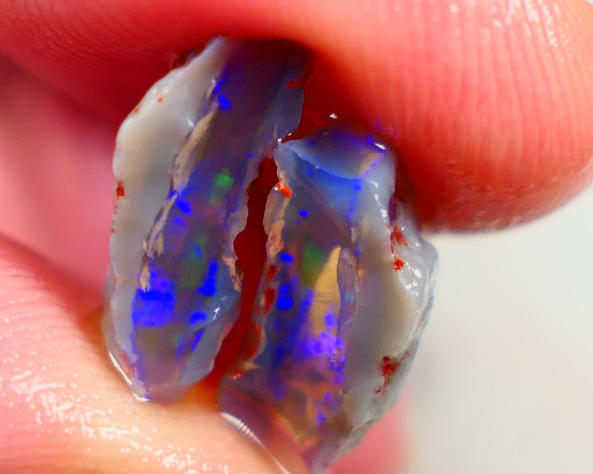 Gorgeous Dark Crystal knobby split 7.35cts Gem Bright deep Royal blues and green flashes 15x9x5mm & 14x7x6mm Auction167