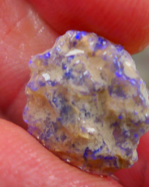 Crystal base untouched knobby opal rough 6.25cts Showing Bright blues through the skin to gamble 16x14x5mm Auction166