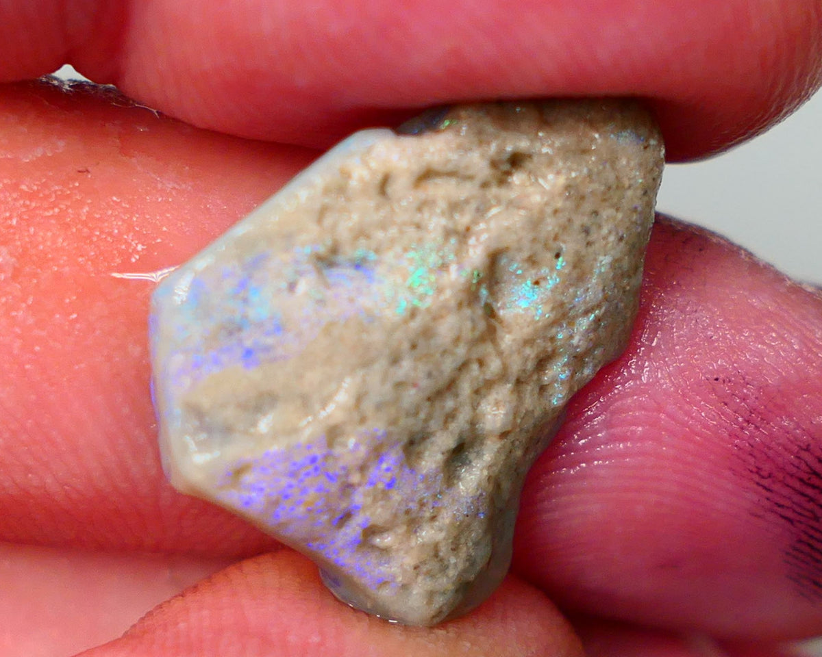 Mintabie Dark base seam opal rough 8.75cts Showing Bright blues throughout 21x18x5mm Auction194