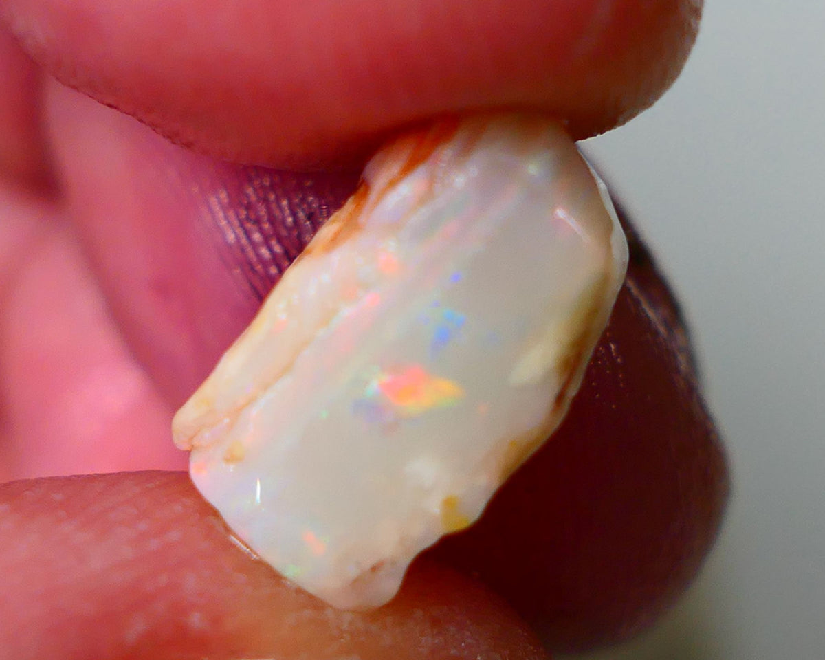 Mintabie Light Base Seam opal 5.75cts Multicolour fires showing  in the bar sold as gamble 13x10x8mm Auction195