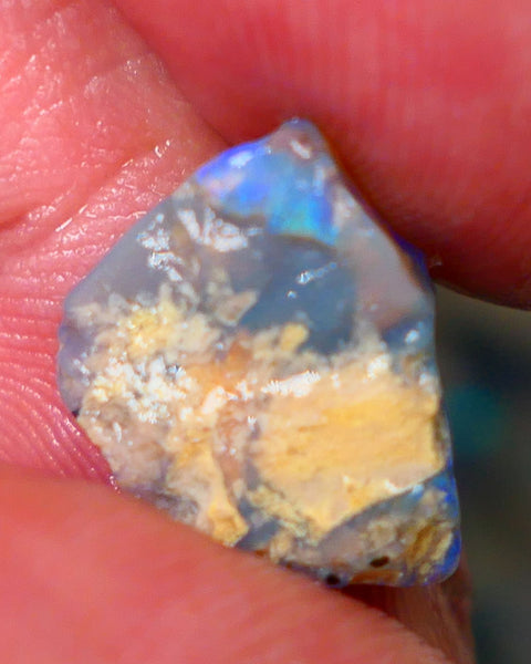 Lightning Ridge Dark Crystal Seam opal rough/rub 4.50cts Bright Blue/Green tones of fires to explore 14x11x5mm GMB-056