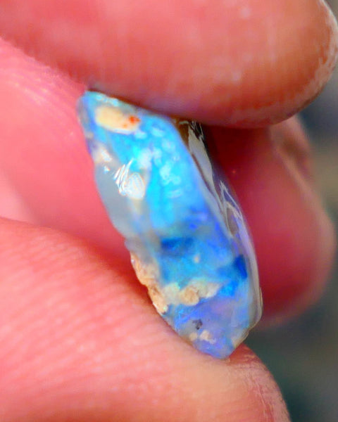 Lightning Ridge Dark Crystal Seam opal rough/rub 4.50cts Bright Blue/Green tones of fires to explore 14x11x5mm GMB-056