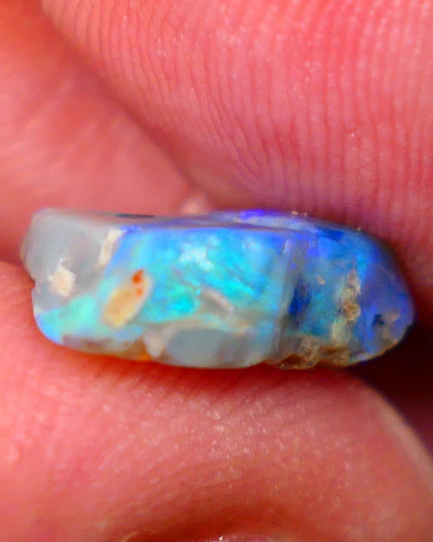 Lightning Ridge Dark Crystal Seam opal rough/rub 4.50cts Bright Blue/Green tones of fires to explore 14x11x5mm GMB-056