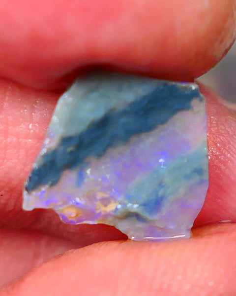 Lightning Ridge Dark Crystal Seam opal rough 2.50cts Thin so suit inlay or backing Bright Light Blue tones 14x13x2mm GMB-054