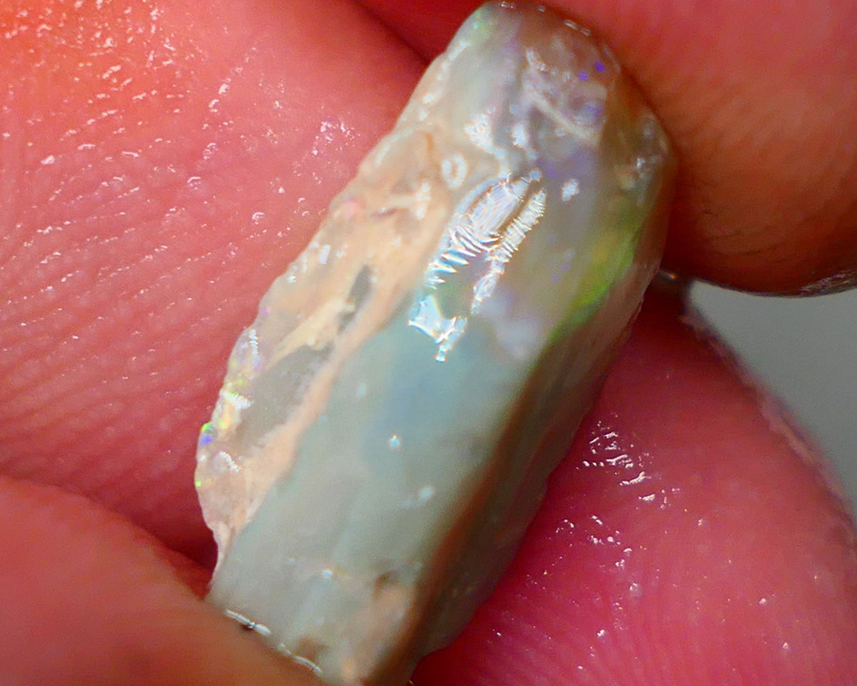 Lightning Ridge  Opalised Wood fossil rough opal 4.60cts Dark base with some Multicolour flashes to explore or collect 18x7x6mm GMB-011