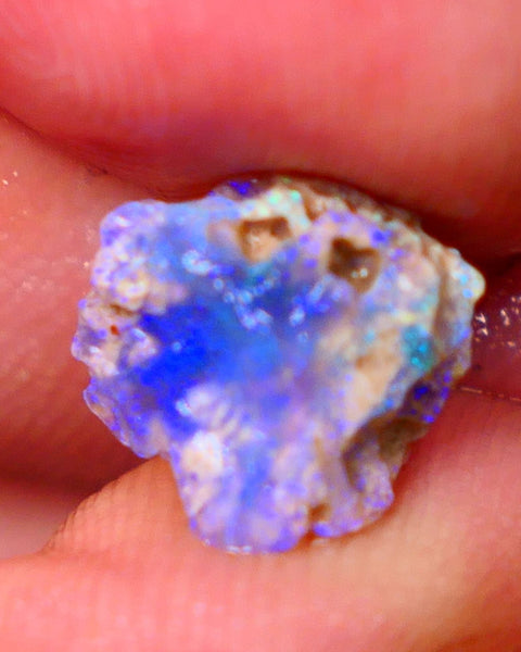 Lightning Ridge Untouched Dark base Crystal Pea Knobby opal rough 2.70cts Very Bright Vibrant Deep Royal Blue fires to gamble 10x10x6mm GMB-023