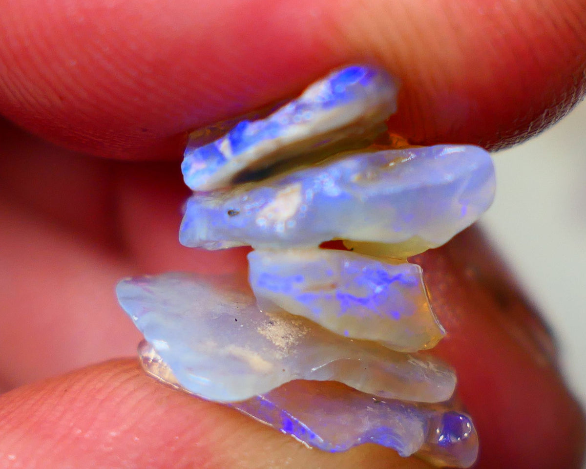 Lightning Ridge Crystal Seam opal rough Stack 8.75cts Lots of Blues to explore 12x12x2mm to 10x9x3mm   GMB-038