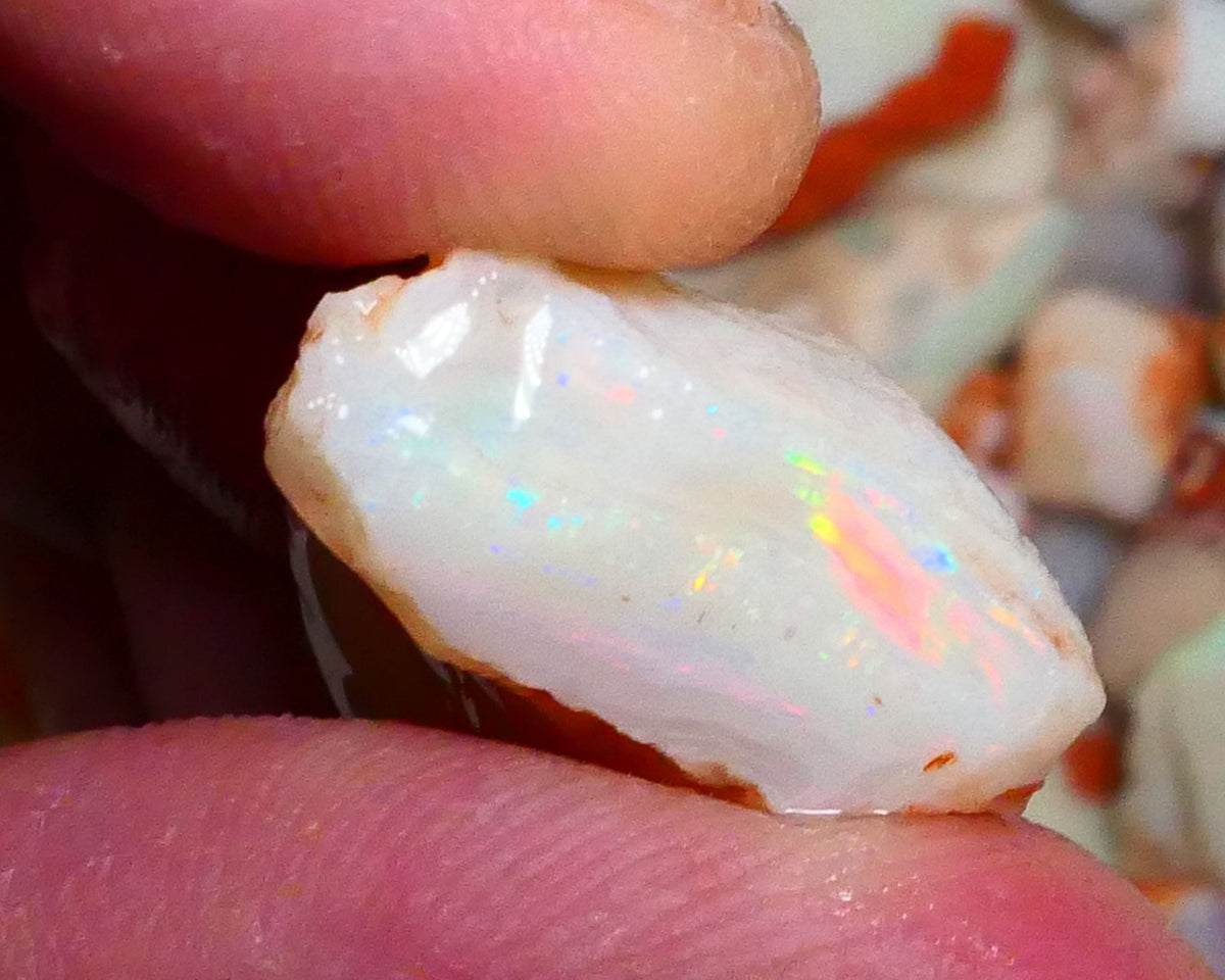 Reds & Rainbow of Amazing fires Gem Coober Pedy Crystal Seam 19.50cts How many Thick flat Stacked bars? All Packed with Red/Orange Dominant Multifires 19x16x13mm NSW117