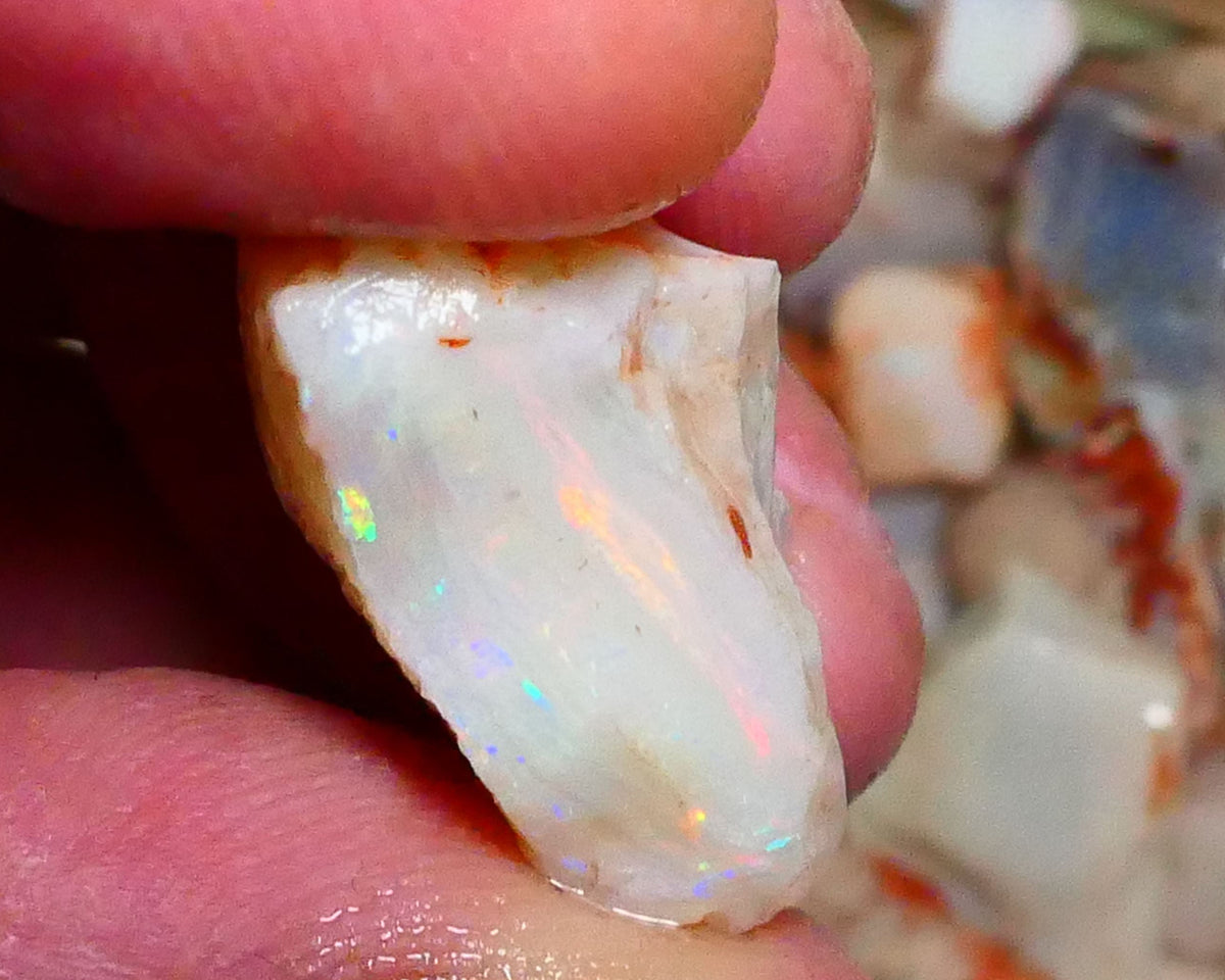 Reds & Rainbow of Amazing fires Gem Coober Pedy Crystal Seam 19.50cts How many Thick flat Stacked bars? All Packed with Red/Orange Dominant Multifires 19x16x13mm NSW117