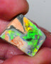 Australian Rub / Rough Dark base opal 13.40cts Lightning Ridge Sharp Very Bright Green / Yellow / Orange dominant Fires 19x15x7mm NSW172