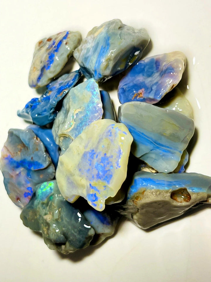 Lightning Ridge Rough Big Thick  Dark Seams Opal Parcel 185cts Lots of Potential & Cutters Lots Bright colours & bars 30x25x6mm to 20x14x5mm WAB39