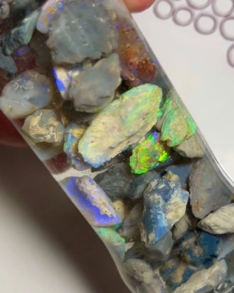 Lightning Ridge knobby opal rough 240cts Lots Bright Multicolours to gamble  21x13x6 to 8x7x3 mmm NSW085 (jar not included)