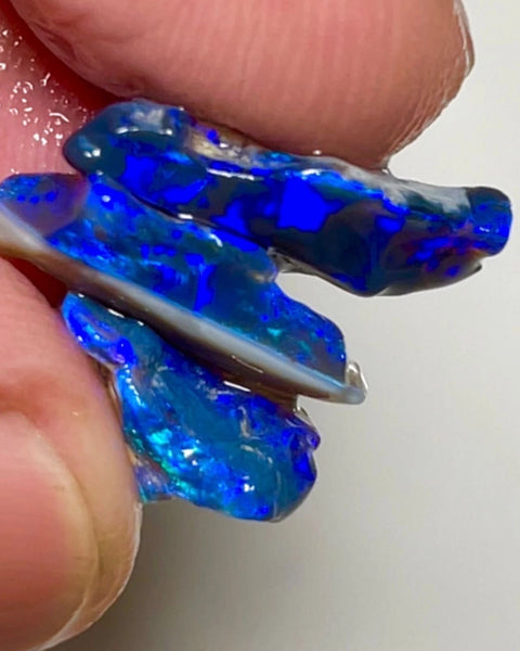 Lightning Ridge Little Gem Blue on Black Candy's 2 cut 8.75cts Bright Vibrant & gorgeous deep hues/tones of blue 18x11x4 to 11x8x5 mm NSW041