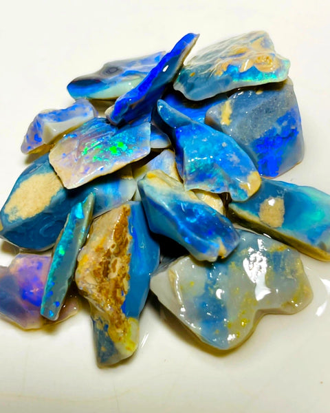 Lightning Ridge Rough Dark Seams Opal Parcel 98cts Lots of Potential & Cutters Lots Bright Multicolours & bars 20x19x7mm to 14x6x5mm WAB94