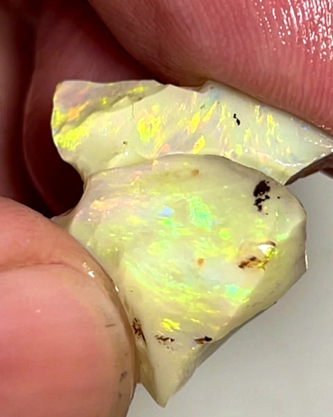 Lightning Ridge Rough Opal 19.5cts Nice Pair Stunning Light Base Cutters Candy® High Grade Bright Multifires 20x8x7mm & 17x10x10mm WAC42