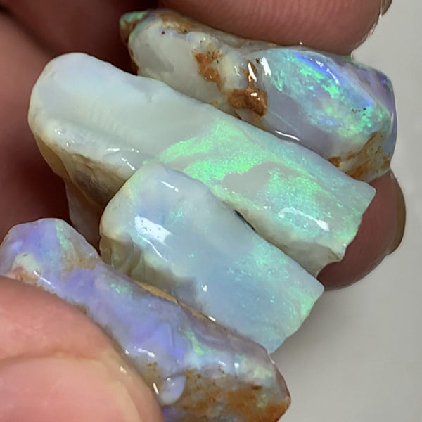 Lightning Ridge Rough Opal Thick Seams Stack cutters 80cts Select Material Lots Bright Multifires in nice thick bars 25x20x7mm to 20x15x6mm WST69