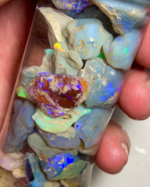 Lightning Ridge Good Sized Knobby opal rough 270.00cts Lots of Bright Multicolours sold as gamble 25x17x6 to 10x9x4mm NSW098 (jar not included)