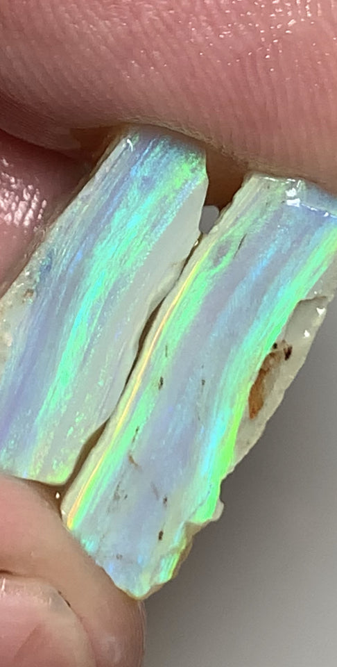 Lightning Ridge Rough Opal Crystal 16.5cts Cutters Candy® Exotic Seam Split Gem Grade packed with Amazing Bright fires in stunning bars 20x10x6mm & 18x8x7mm WSV19