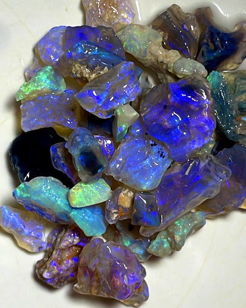 Lightning Ridge Rough Dark Seams Opal Parcel 88cts Lots of Potential & Cutters Lots Bright colours & bars 18x15x5mm to 6x3x2mm WAA78