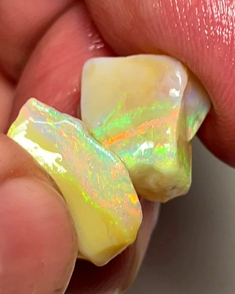 NEW YEARS DAY THNK U AUCTION4  L/Ridge Rough Opal 12.75cts Cutters Seam Bright gorgeous Yellow/Orange Dominant fires 15x9x7mm & 10x9x8mm SKU#0662