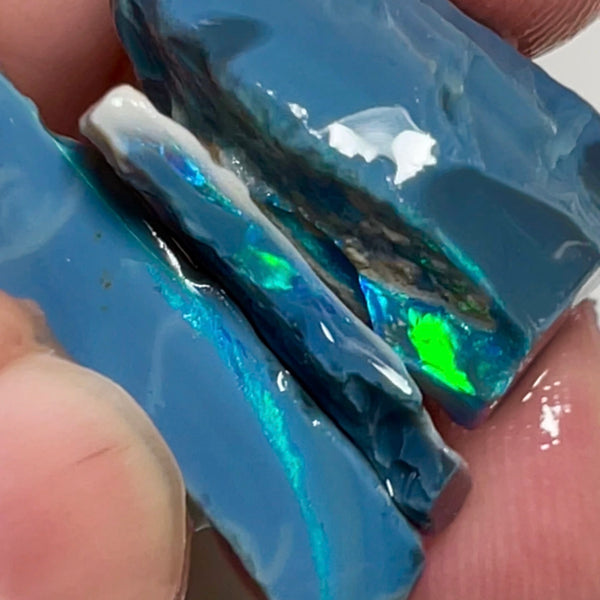 Multicolour bars worth a gamble 30.00cts Lightning Ridge Black base seam opal rough Stack 20x10x10 to 20x10x1.5mm NSW170